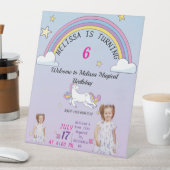 Aangepaste Eenhoorn Verjaardagstafel Teken voor Me Reclamebord Met Voetstuk (Insitu)