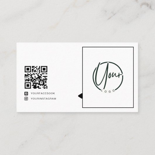 Aangepaste Eenvoudige 2 Logos QR Code Corporation Visitekaartje (Achterkant)