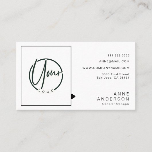 Aangepaste Eenvoudige 2 Logos QR Code Corporation Visitekaartje (Voorkant)