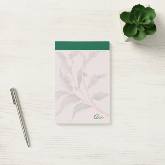 Aangepaste eenvoudige achtergrond natuurlijk groen post-it® notes (Kantoor)