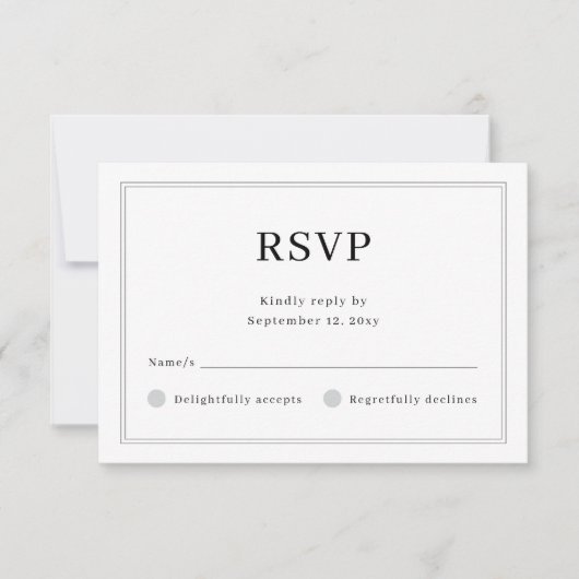 Aangepaste Eenvoudige Basis Licht Lijst Witte Huwe RSVP Kaartje (Voorkant)