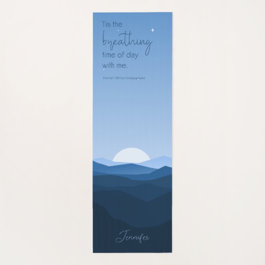 Aangepaste Eenvoudige Blauwe Berg Maan Ademhaling  Yogamat (Achterkant)