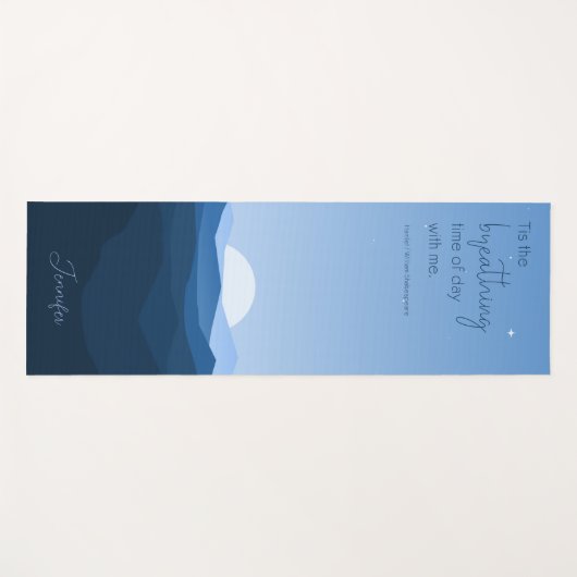 Aangepaste Eenvoudige Blauwe Berg Maan Ademhaling  Yogamat (Voorkant (horizontaal))