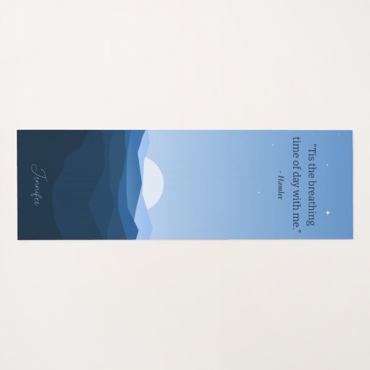 Aangepaste Eenvoudige Blauwe Berg Maan Nacht Sky Q Yogamat (Achterkant (horizontaal))