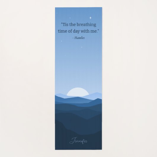 Aangepaste Eenvoudige Blauwe Berg Maan Nacht Sky Q Yogamat (Achterkant)