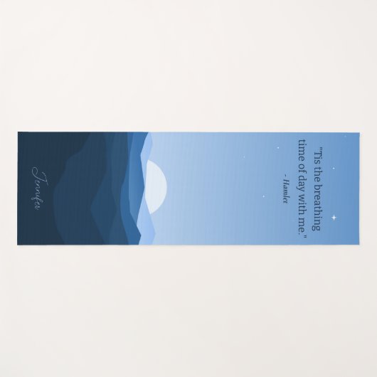 Aangepaste Eenvoudige Blauwe Berg Maan Nacht Sky Q Yogamat (Voorkant (horizontaal))