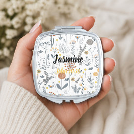 Aangepaste Eenvoudige Boho Bloemrijke Vers Compact Handtas Spiegeltje