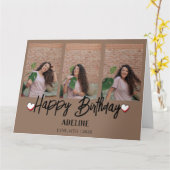 Aangepaste, eenvoudige, driedubbele foto van Birth Kaart (Gele Bloem)