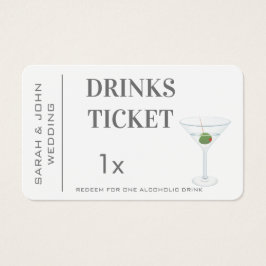 Aangepaste eenvoudige Drink ticket bruiloft recept Visitekaartje