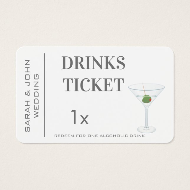 Aangepaste eenvoudige Drink ticket bruiloft recept Visitekaartje (Voorkant)