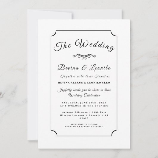 Aangepaste Eenvoudige Elegant-scriptuitnodiging Kaart (Voorkant)