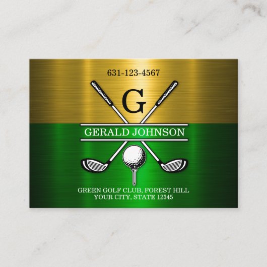 Aangepaste Eenvoudige Elegante Golf Monogram Zakel Visitekaartje (Voorkant)