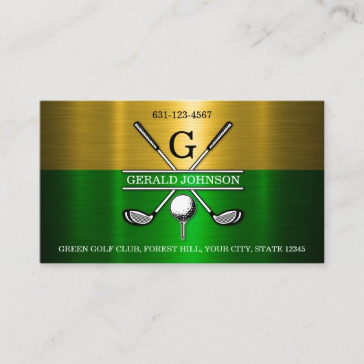 Aangepaste Eenvoudige Elegante Golf Monogram Zakel Visitekaartje (Voorkant)