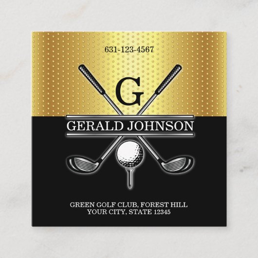 Aangepaste eenvoudige elegante gouden gradiënt vis vierkante visitekaartje (Voorkant)