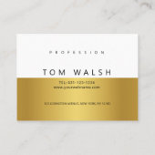 Aangepaste Eenvoudige Elegante Gouden Witte Visite Visitekaartje (Achterkant)