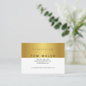 Aangepaste Eenvoudige Elegante Gouden Witte Visite Visitekaartje (Staand voorkant)