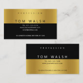 Aangepaste Eenvoudige Elegante Gouden Zwarte Visit Visitekaartje (Voorkant / Achterkant)