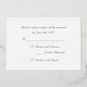 Aangepaste eenvoudige elegante RSVP White Rose Gol Folie Uitnodiging (Achterkant)