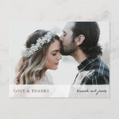 Aangepaste eenvoudige elegante trouwfoto dank u briefkaart (Voorkant)