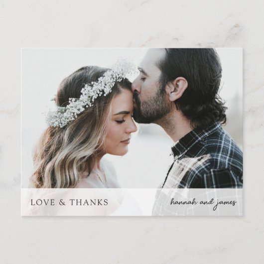 Aangepaste eenvoudige elegante trouwfoto dank u briefkaart (Voorkant)