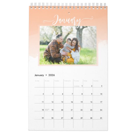 Aangepaste eenvoudige familiefoto 2025 kalender (Jan 2026)