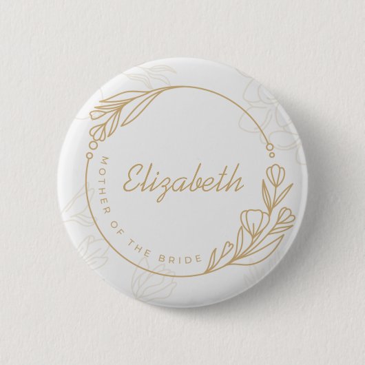 Aangepaste eenvoudige Floral moeder van de bride Ronde Button 5,7 Cm (Voorkant)