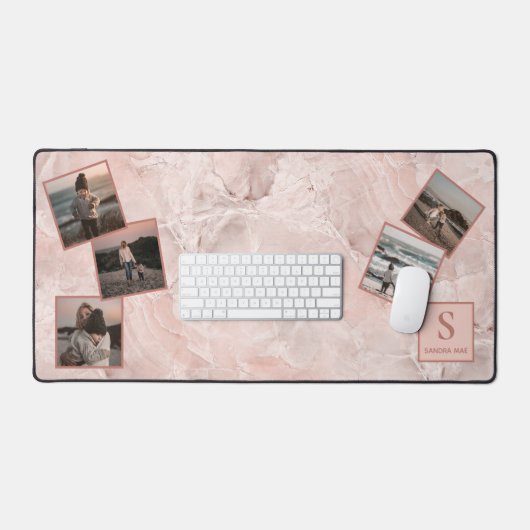 Aangepaste eenvoudige fotocollage op blush roze ma bureaumat (Keyboard & Muis)