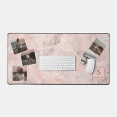 Aangepaste eenvoudige foto's collage op blush roze bureaumat (Keyboard & Muis)