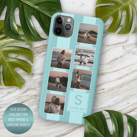 Aangepaste eenvoudige foto's op licht Blauwgroen T Case-Mate iPhone Case