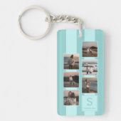 Aangepaste eenvoudige foto's op licht Blauwgroen T Sleutelhanger (Voorkant)