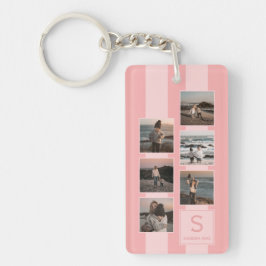 Aangepaste eenvoudige foto's op mosterd koraal roo sleutelhanger