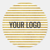 Aangepaste, eenvoudige Gold Stried Business Uw Log Ronde Sticker (Voorkant)