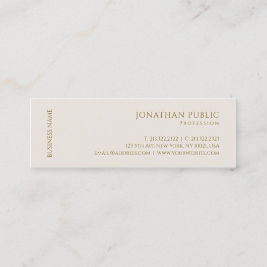 Aangepaste eenvoudige gouden tekst Elegant Sjabloo Mini Visitekaartje (Achterkant)