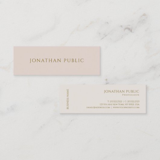 Aangepaste eenvoudige gouden tekst Elegant Sjabloo Mini Visitekaartje (Voorkant / Achterkant)