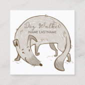 Aangepaste Eenvoudige Grijze Hond Wandelen Zitting Vierkante Visitekaartje (Voorkant)