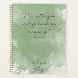 Aangepaste Eenvoudige Groene Elegante Waterverf Bl Planner