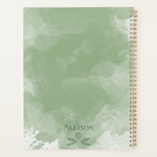Aangepaste Eenvoudige Groene Elegante Waterverf Bl Planner (Achterkant)