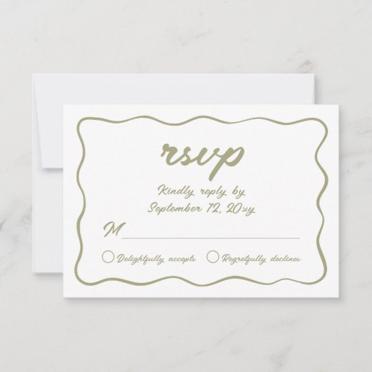 Aangepaste Eenvoudige Hand Geschreven Olijfgroen H RSVP Kaartje (Voorkant)