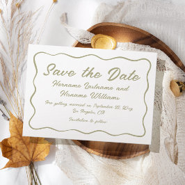 Aangepaste Eenvoudige Hand Geschreven Olijfgroen W Save The Date