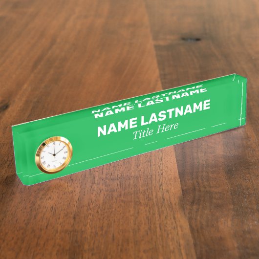 Aangepaste Eenvoudige Heldergroene Minimalistische Naambordje (Zijkant)