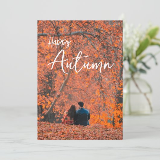Aangepaste eenvoudige herfst foto vakantie kaarten (Staand voorkant)