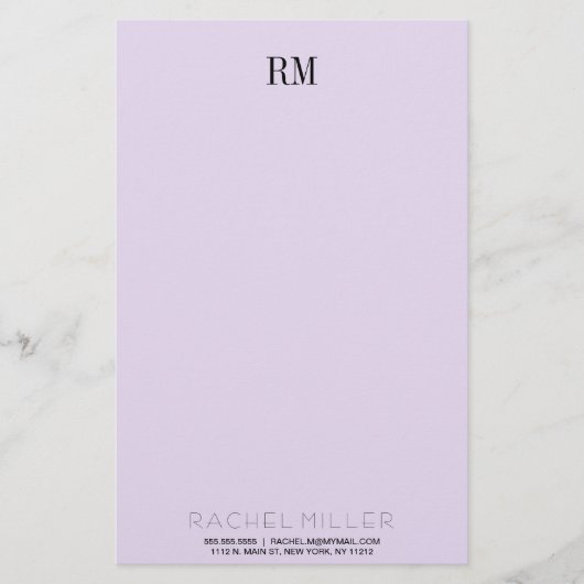 Aangepaste Eenvoudige Initialen van Monogram en Na Briefpapier (Voorkant)