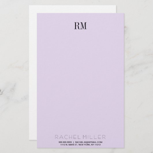 Aangepaste Eenvoudige Initialen van Monogram en Na Briefpapier (Voorkant / Achterkant)