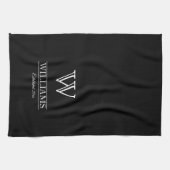 Aangepaste Eenvoudige Klassieke Monogram Familiena Theedoek (Horizontaal)