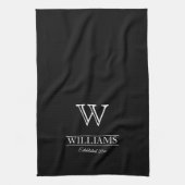 Aangepaste Eenvoudige Klassieke Monogram Familiena Theedoek (Verticaal)