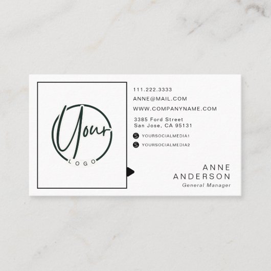 Aangepaste Eenvoudige Logo Professionele Wit Visitekaartje (Voorkant)