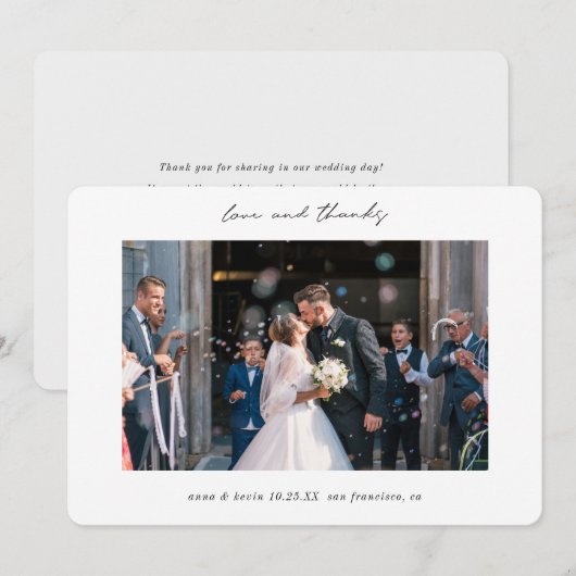 Aangepaste eenvoudige moderne Borders Fotobruiloft Bedankkaart (Voorkant / Achterkant)