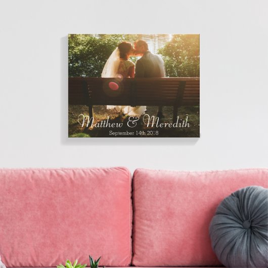 Aangepaste Eenvoudige Moderne Bruiloft of Jubileum Canvas Afdruk (Insitu (Woonkamer))