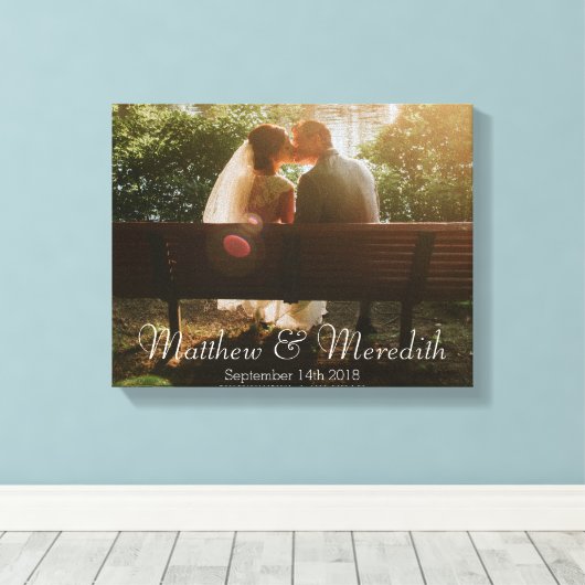 Aangepaste Eenvoudige Moderne Bruiloft of Jubileum Canvas Afdruk (Insitu (Houten vloer))