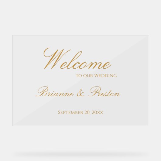 Aangepaste Eenvoudige Moderne Gouden Script Trouw  Acryl Bord (Voorkant)